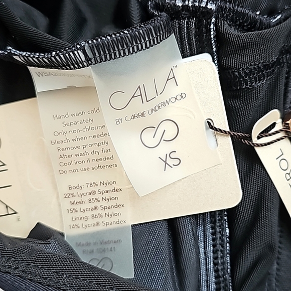 CALIA by Carrie Underwood Wrap Front Tankini Peyote/Pure Black Stripe | XS - Picture 5 of 6